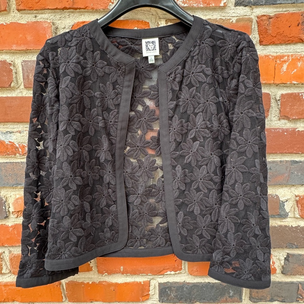 Anne Klein Black Floral Lace Jacket